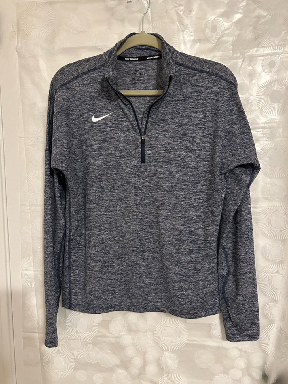 Nike Running Dri-FIT Quarter Zip Pullover Blue Heather Space Dye Womens Medium